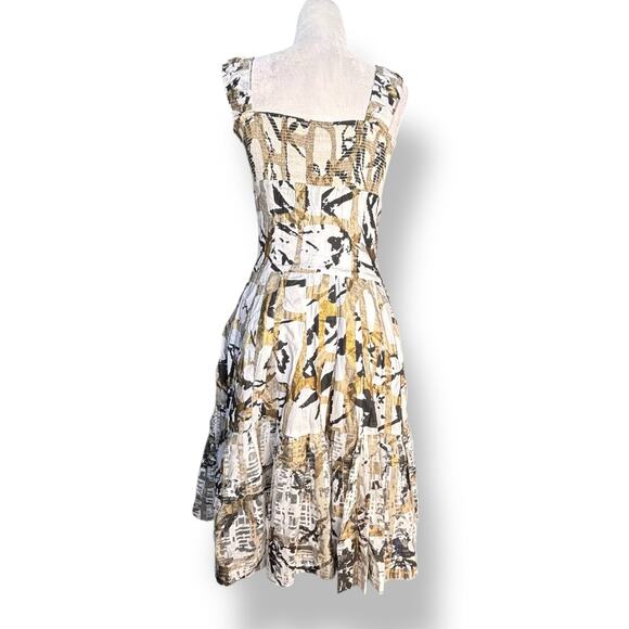 Adolfo Dominguez Abstract Print Sleeveless Dress Black Size 38 US 6 Fit & Flare - Picture 8 of 13